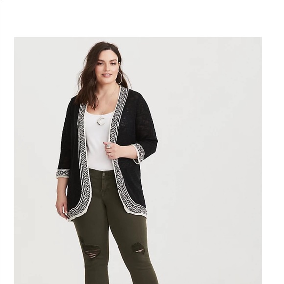 torrid Sweaters - Nwt Torrid size 00 black white trim open cardigan